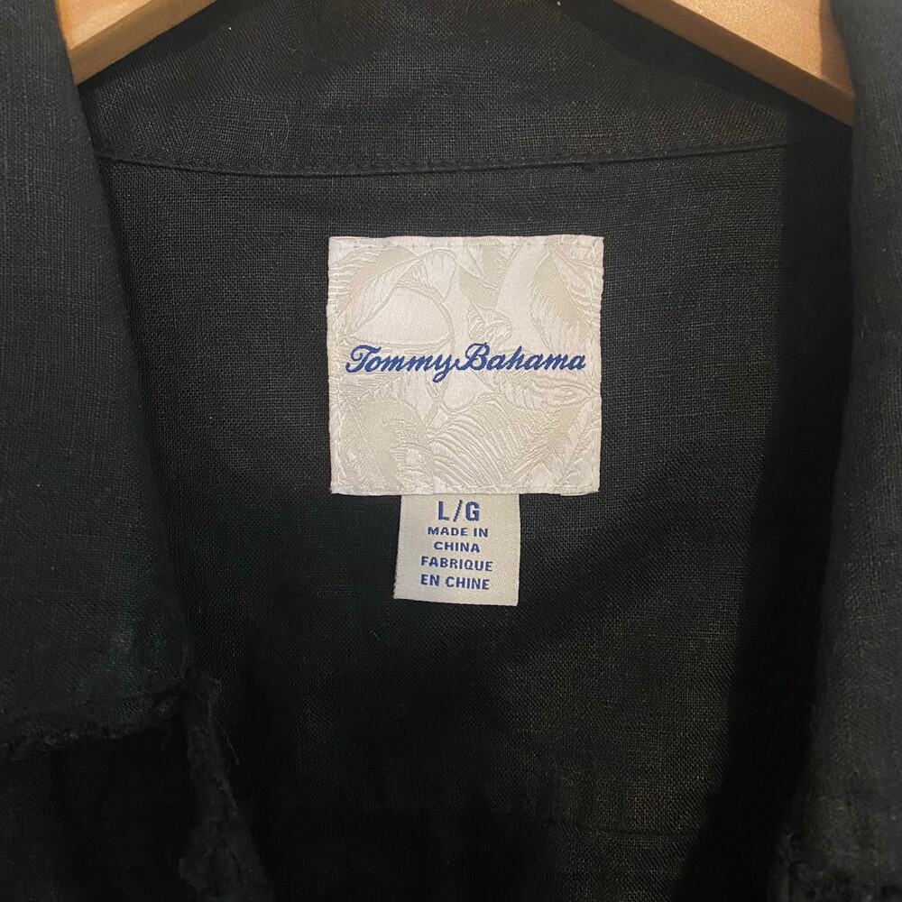 Tommy Bahama Two Palms Linen Jacket Womens Size Large Raw Edge Black - Picture 3 of 4